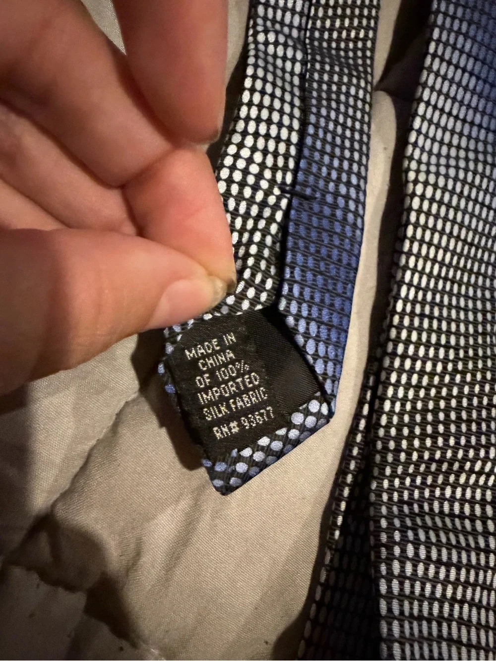 DKNY Blue and White Micro-Check Men's Tie